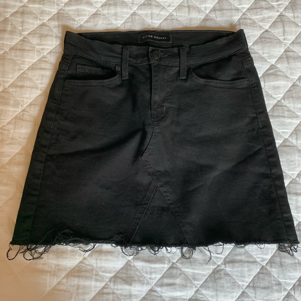 Black denim skirt
